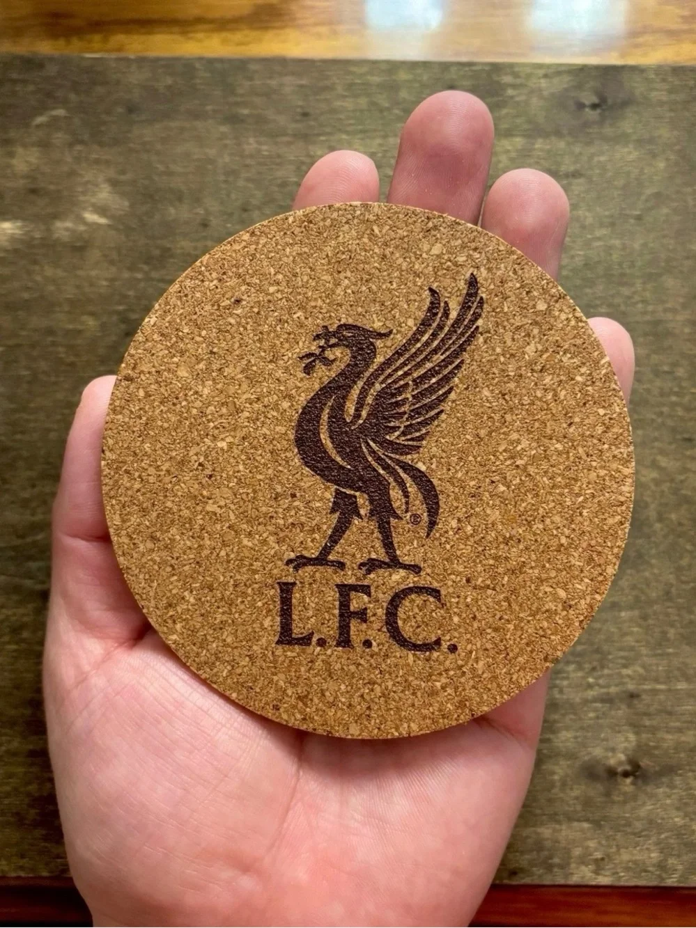 Liverpool Logo Laser Engraved Cork Coaster